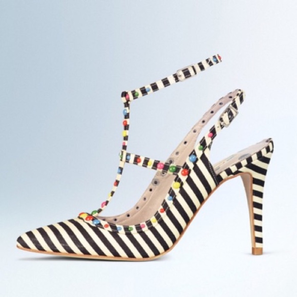 Boden striped heels NWOT